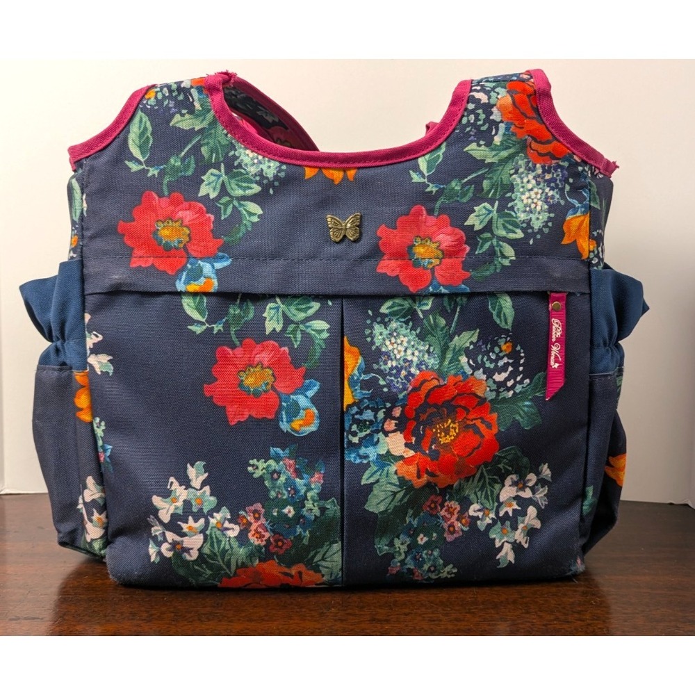 Pioneer Woman Floral Insulated Lunch Tote Cooler Bag Navy Pink‎ Zip Picnic Work